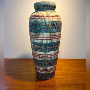 Aldo Londi Bitossi Seta Mid Century Modern Italian Vase Blue White Signed 12”